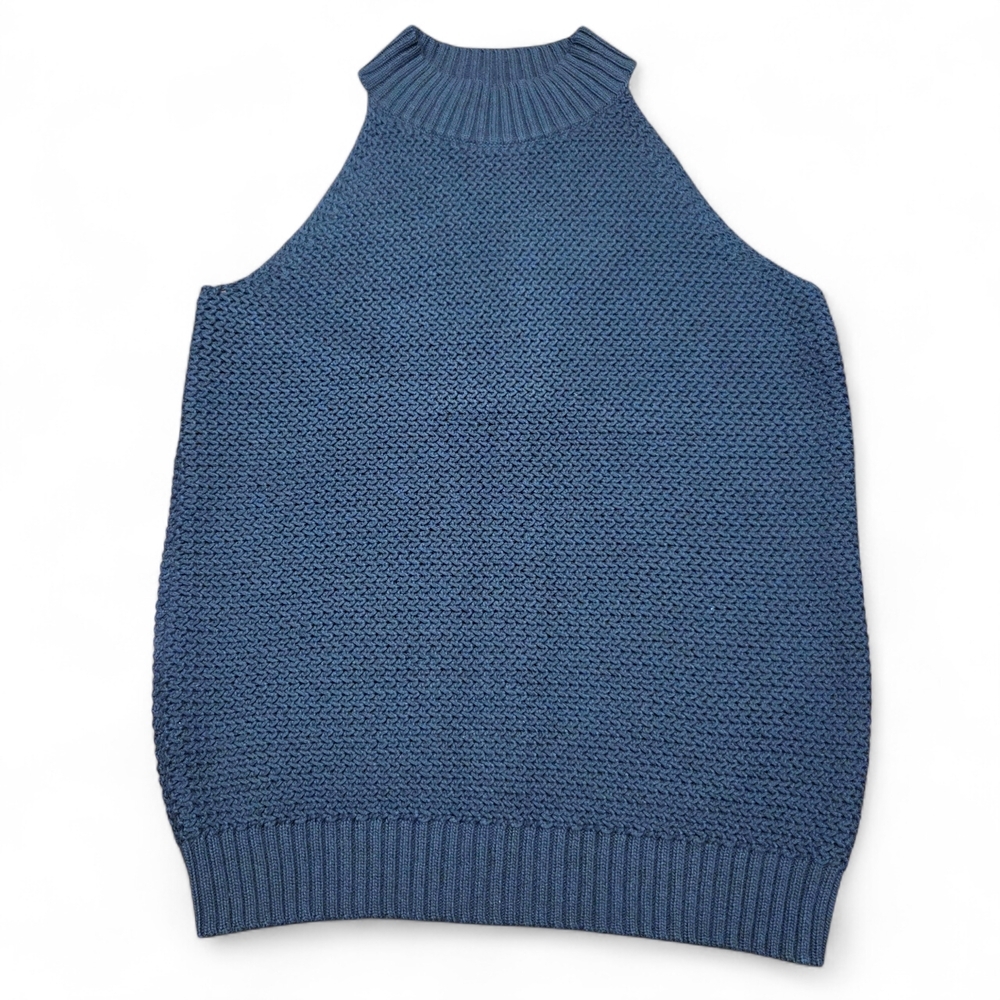 LOFT Women's Textured Blue Sleeveless Sweater Size Small EUC